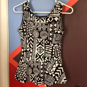 Black and white peplum tank